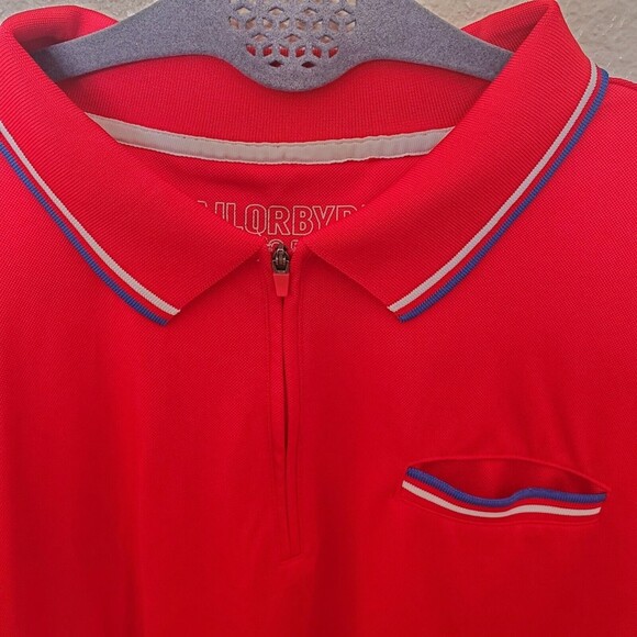 TailorByrd Golf Polo Shirt XXL Quarter Zip Flamingo Logo Sleeve Polyester - Picture 6 of 12